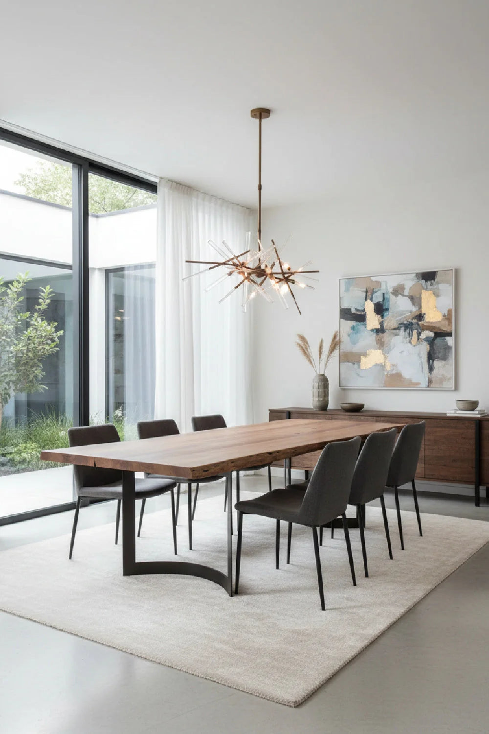 Luxury Bent Acacia Dining Table Modern Italian Style for Villa