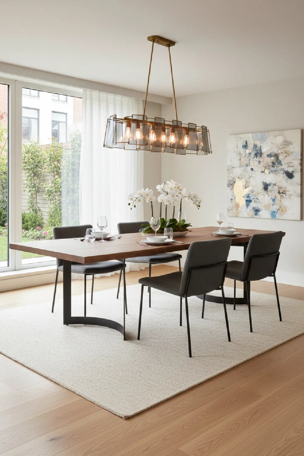 Luxury Bent Acacia Dining Table Modern Italian Style for Villa