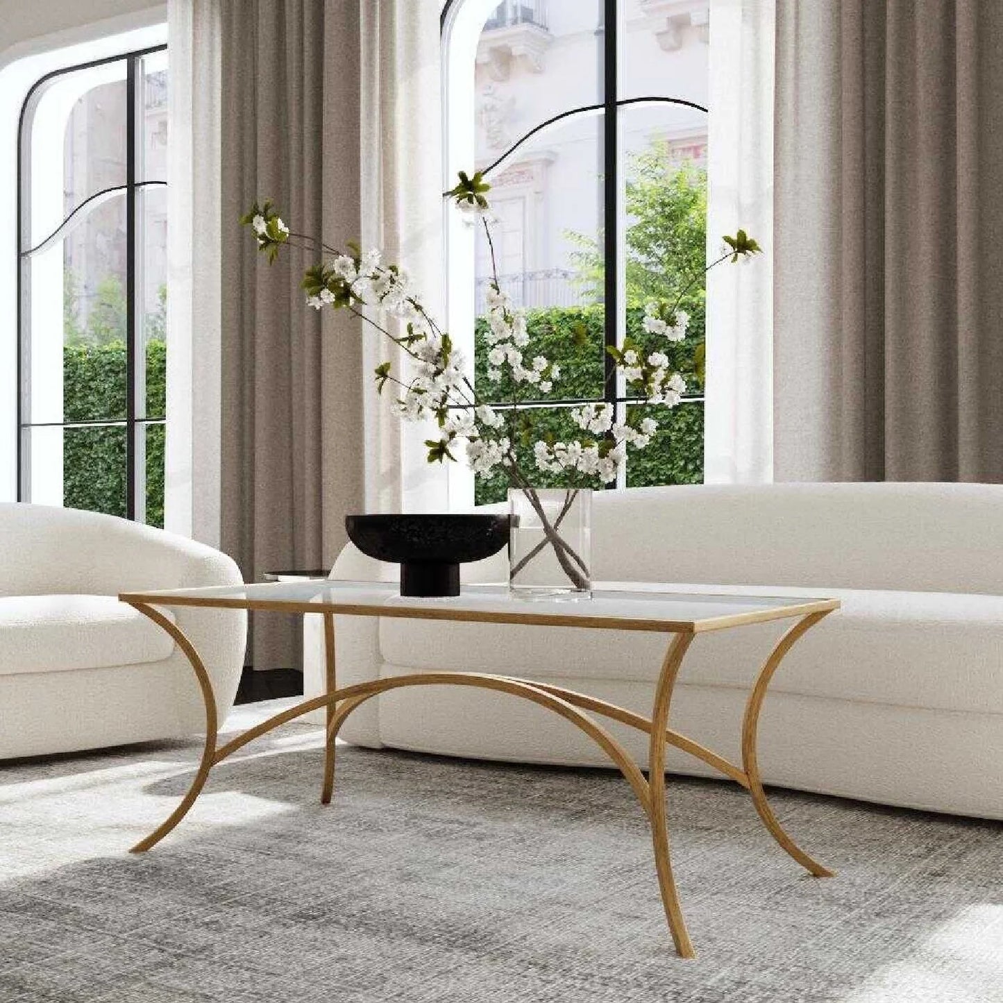 Luxury Beveled Glass Coffee Table Modern Italian Style for Villa