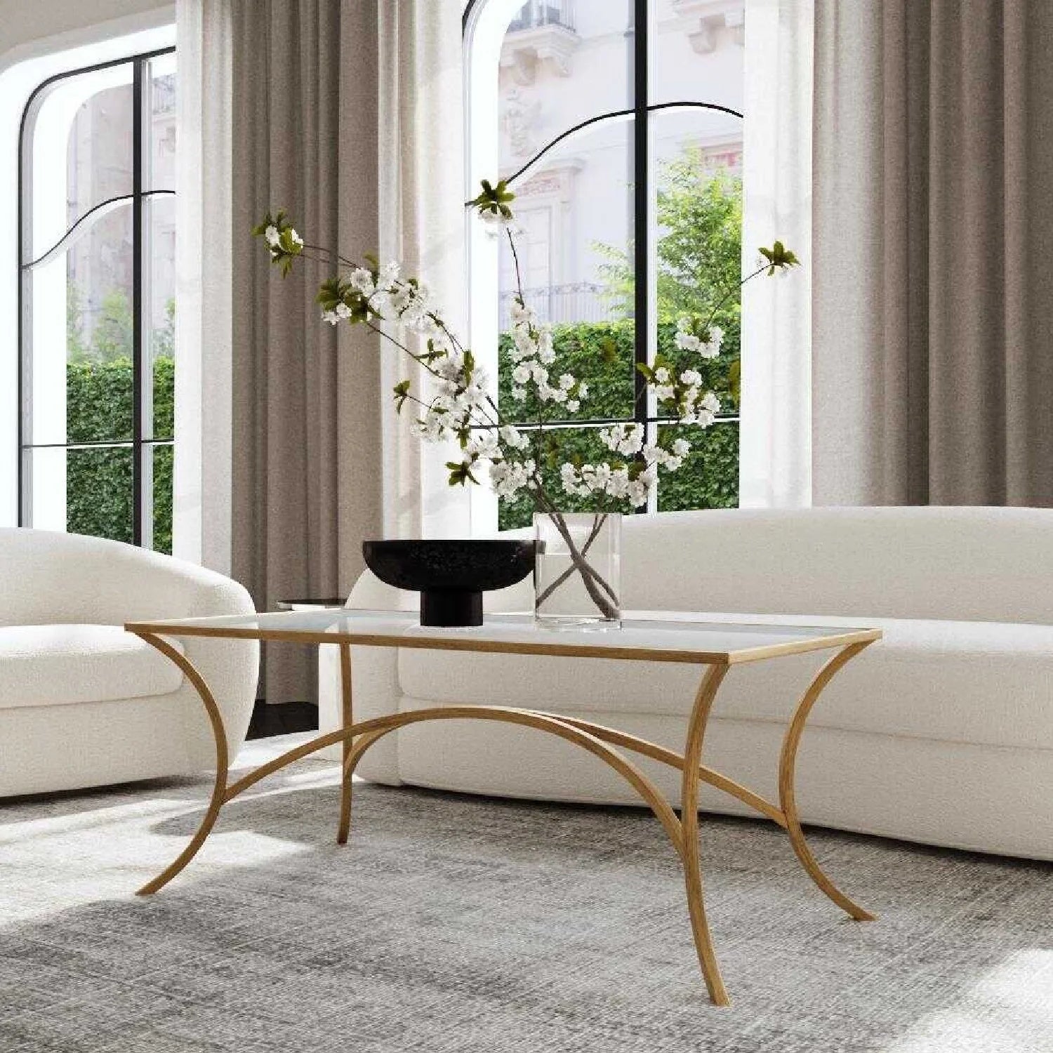 Luxury Beveled Glass Coffee Table Modern Italian Style for Villa
