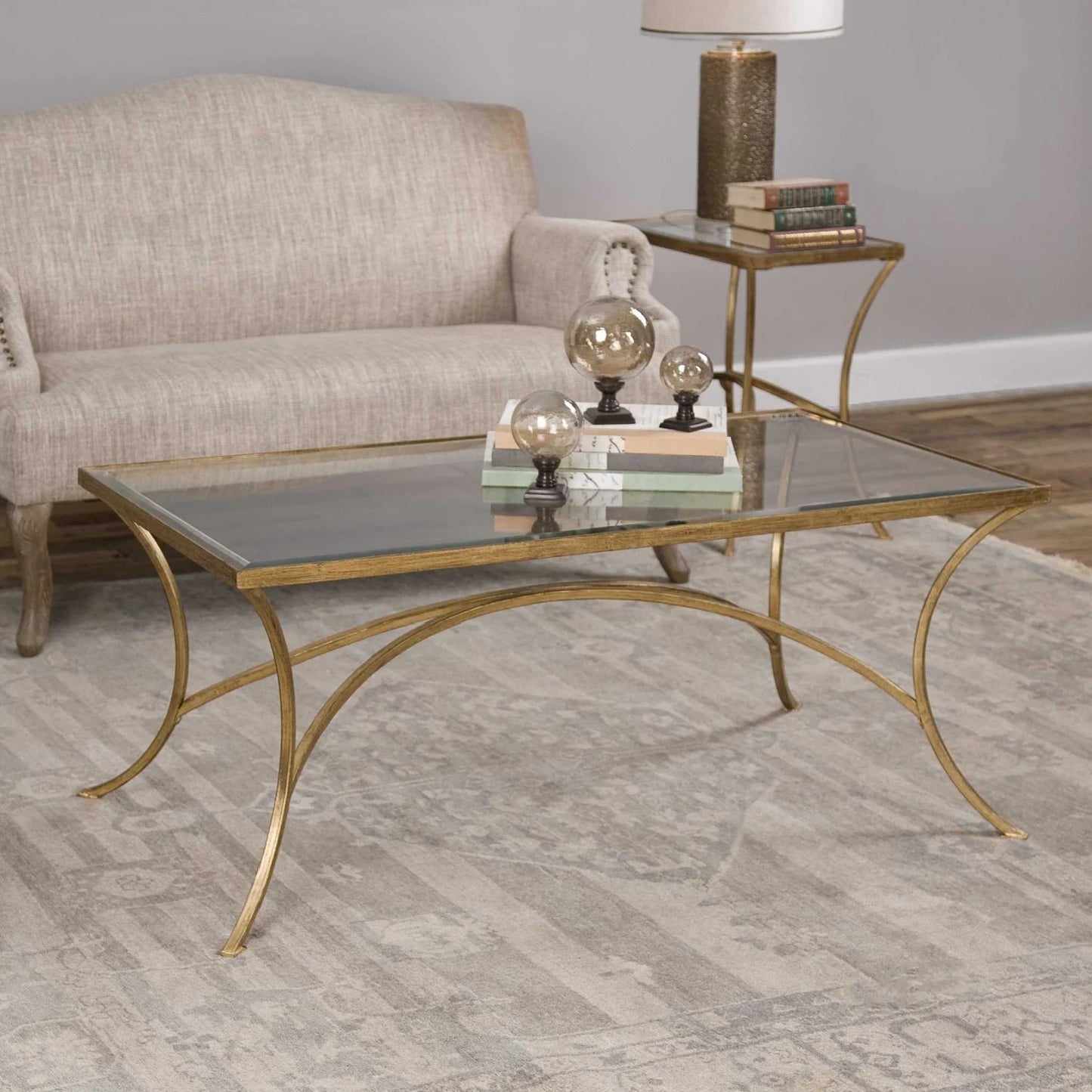 Luxury Beveled Glass Coffee Table Modern Italian Style for Villa