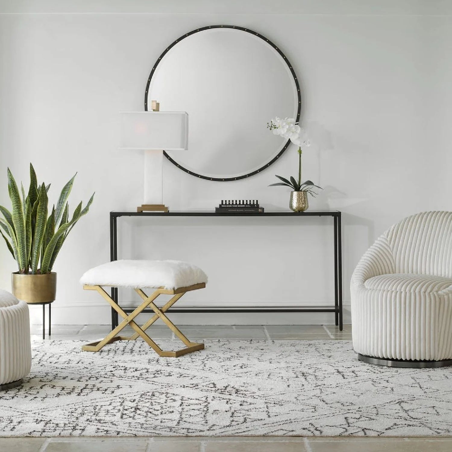 Luxury Beveled Mirror Console Table Modern Italian Style for Villa