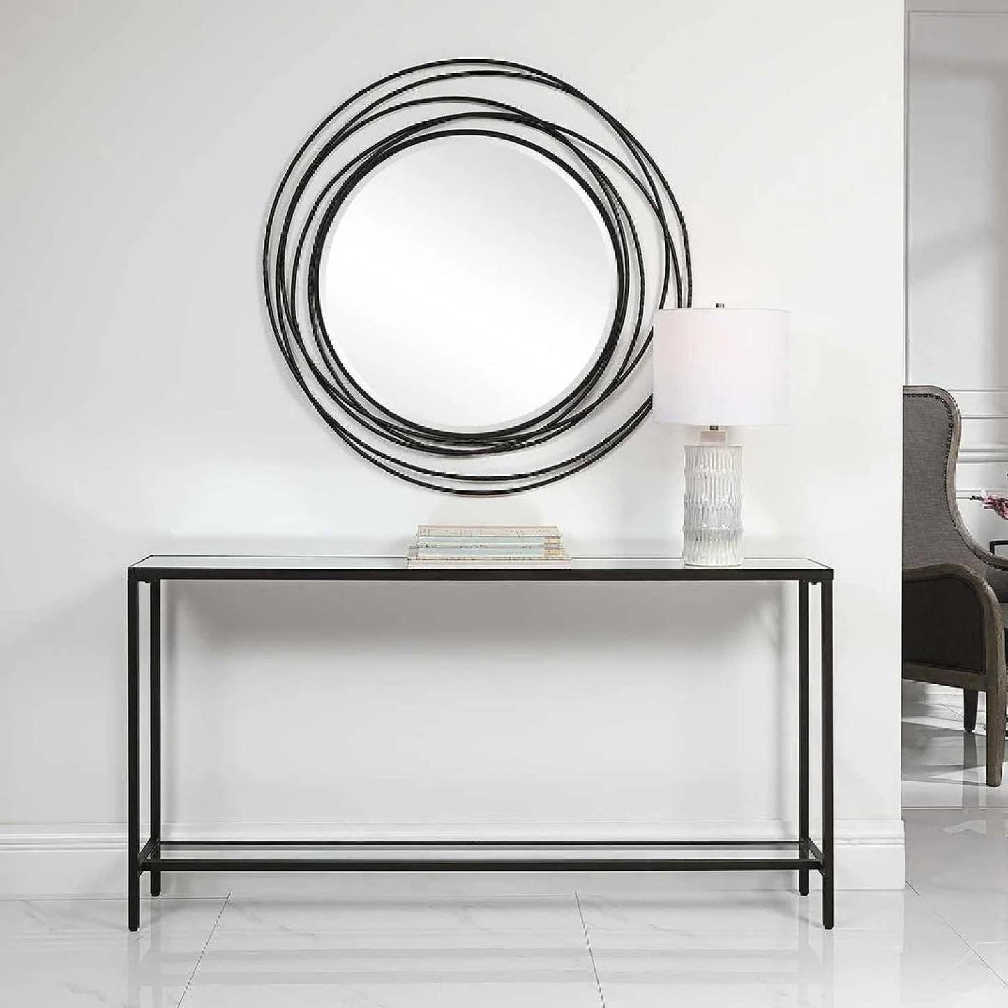 Luxury Beveled Mirror Console Table Modern Italian Style for Villa