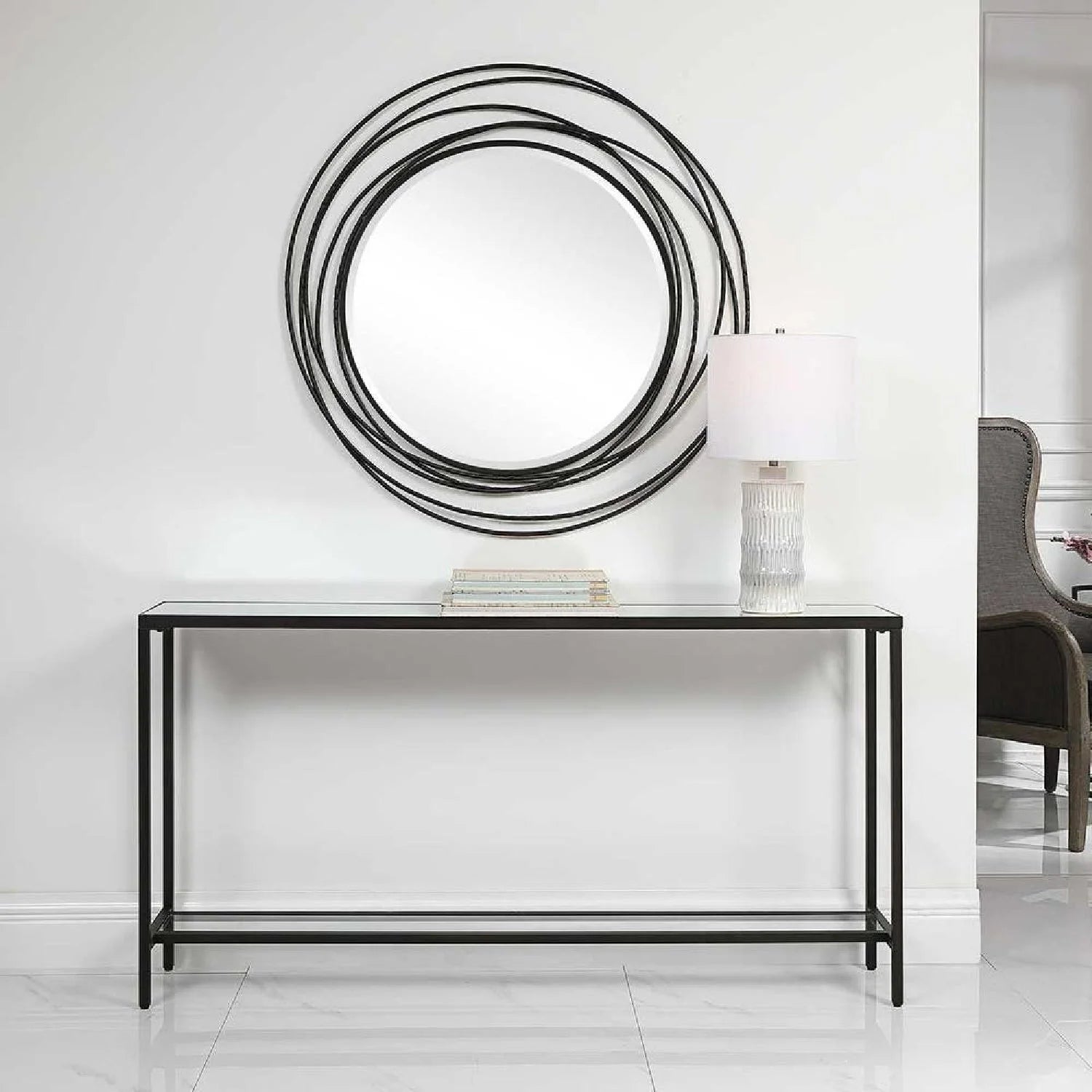 Luxury Beveled Mirror Console Table Modern Italian Style for Villa
