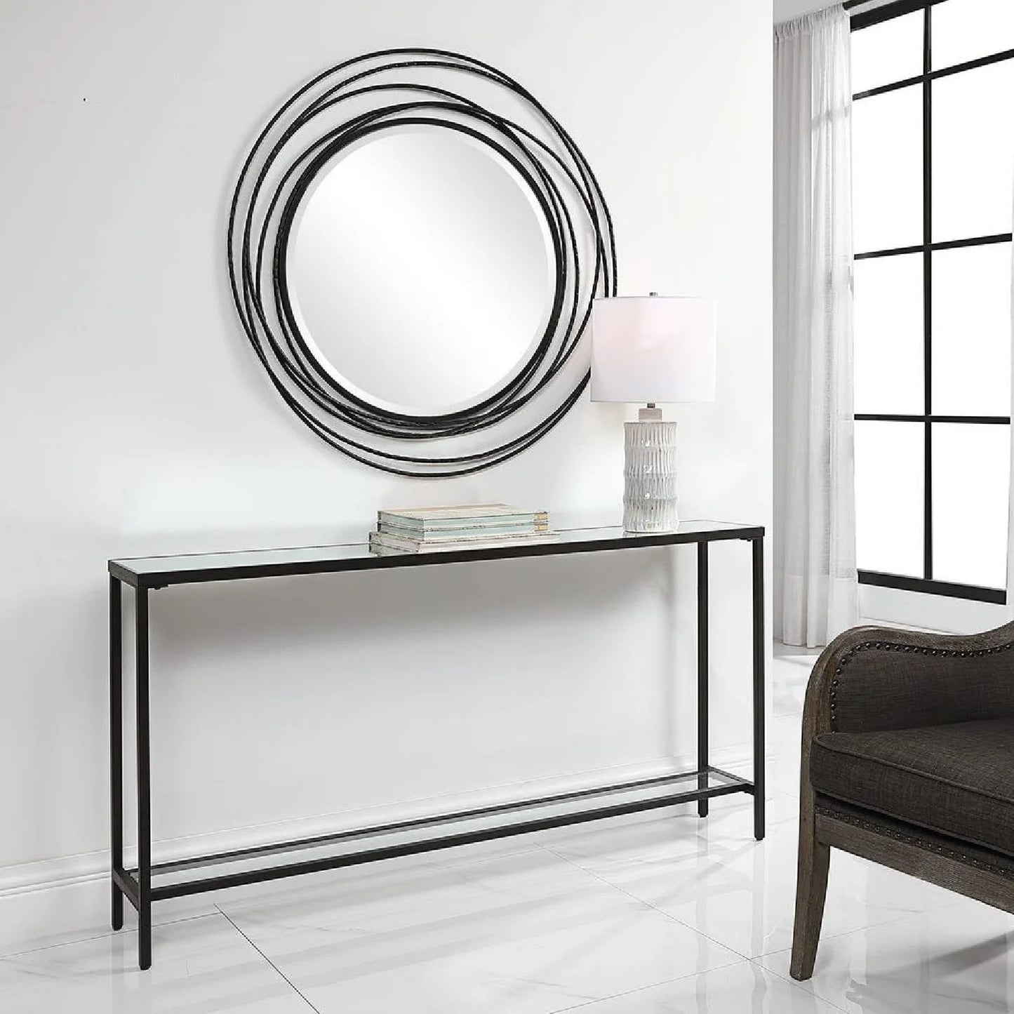 Luxury Beveled Mirror Console Table Modern Italian Style for Villa