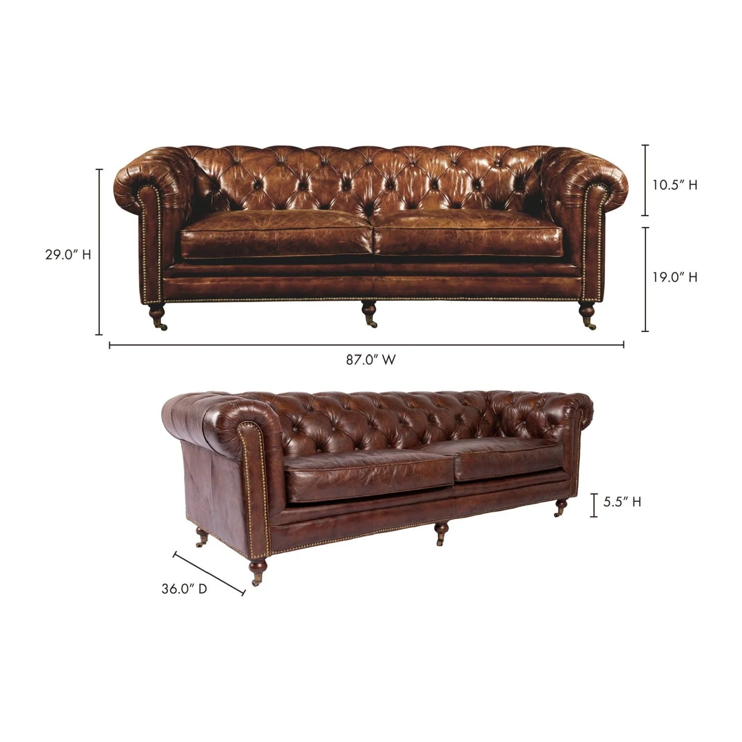 Luxury Birmingham Chesterfield Leather Sofa Modern Italian Style for Villa