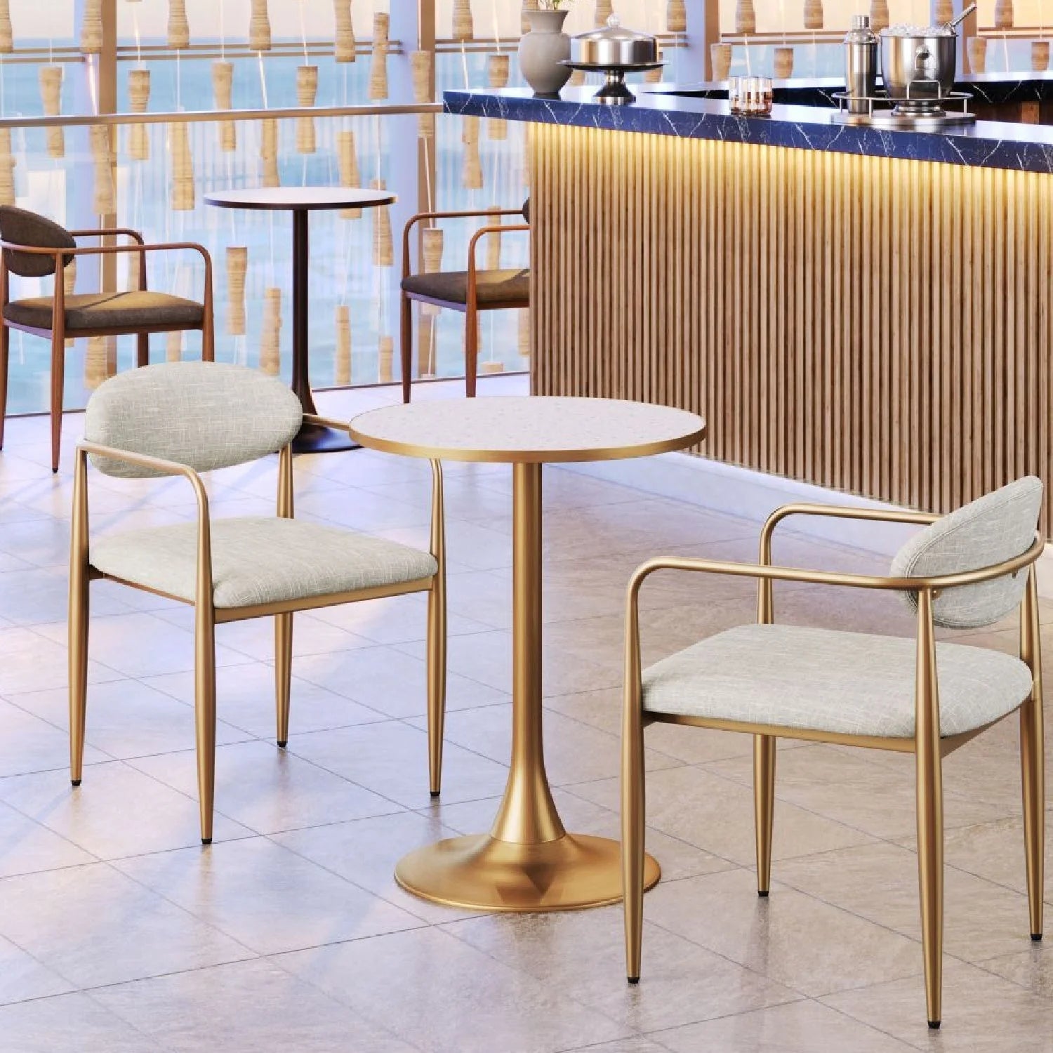 Luxury Bite Metal Pedestal Bar Table Modern Italian Style for Villa