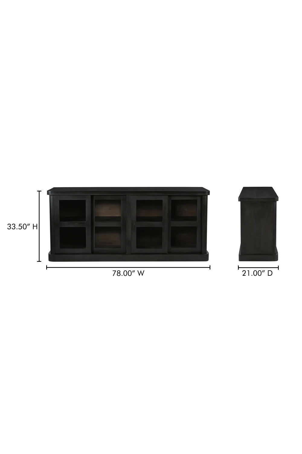 Luxury Black 4-Door Sideboard European Style for Villa