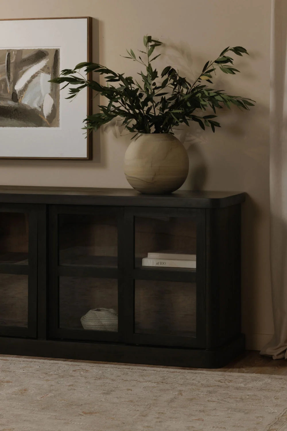 Luxury Black 4-Door Sideboard European Style for Villa