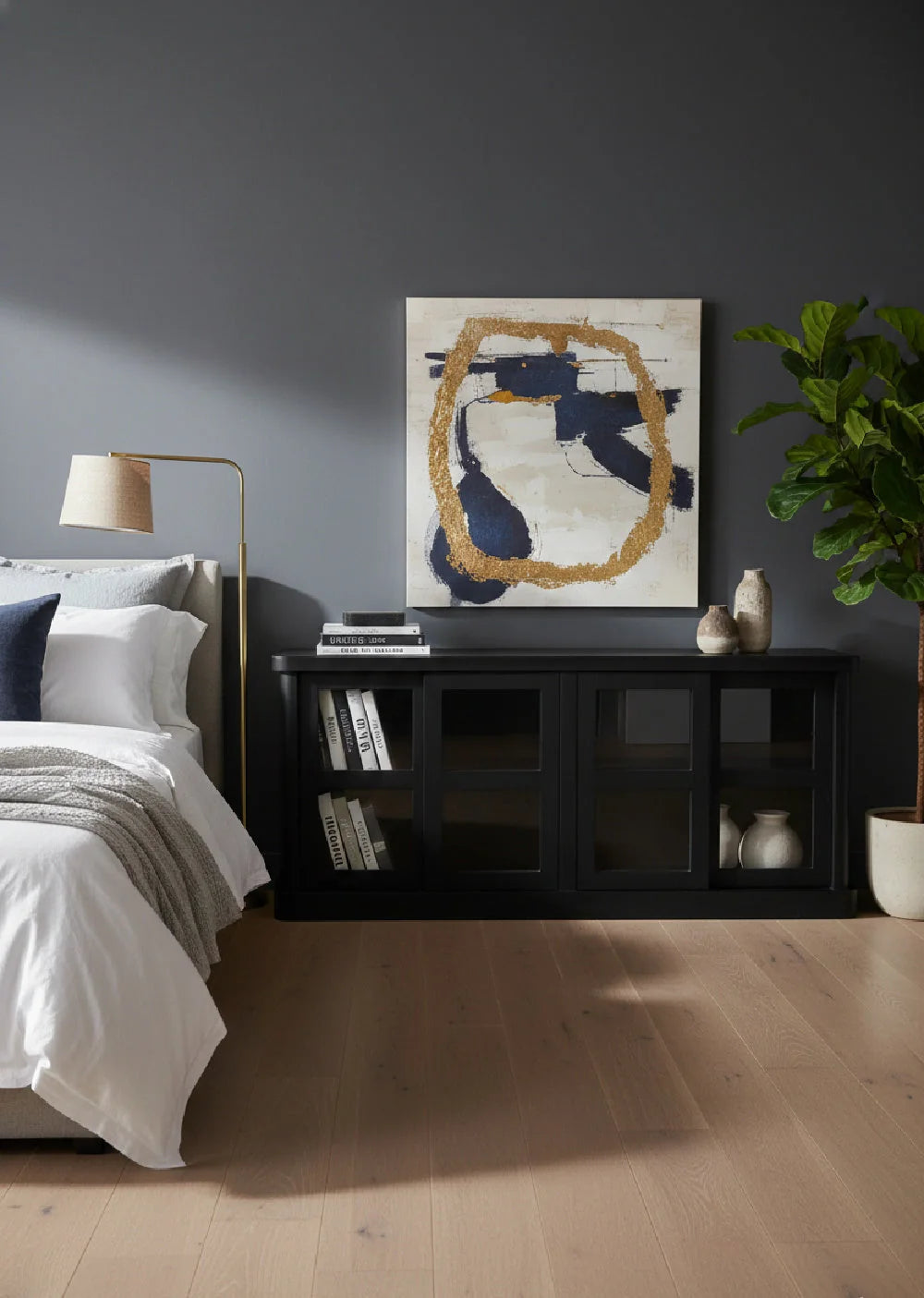 Luxury Black 4-Door Sideboard European Style for Villa
