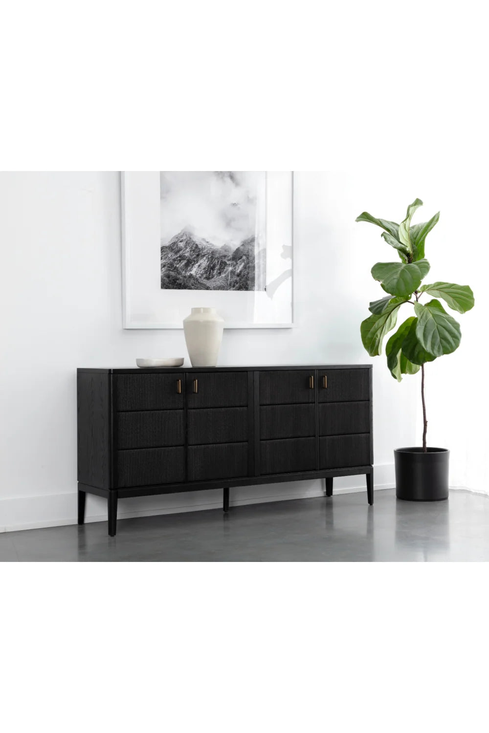 Luxury Black 4-Door Sideboard European Style for Villa
