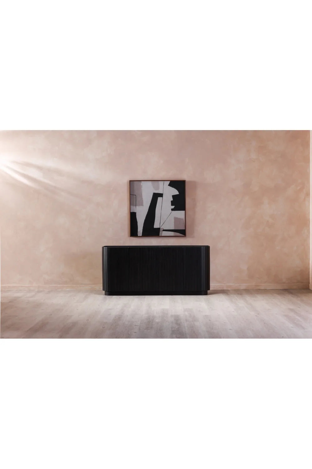 Luxury Black Acacia 4-Door Sideboard European Style for Villa