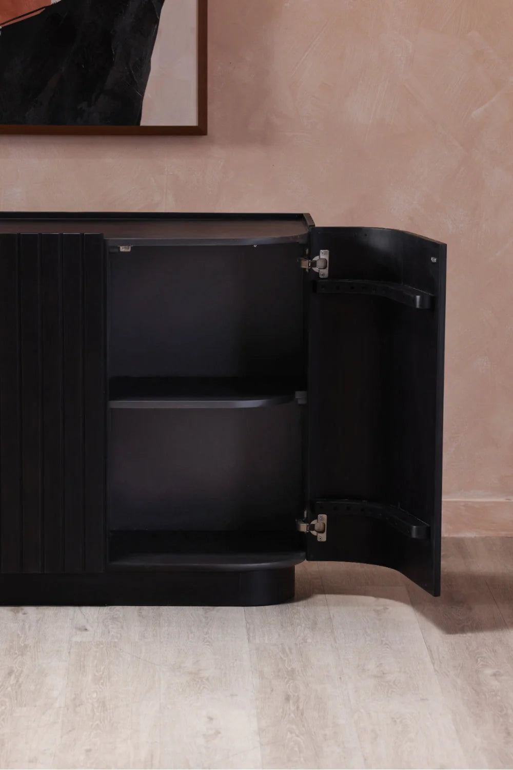 Luxury Black Acacia 4-Door Sideboard European Style for Villa