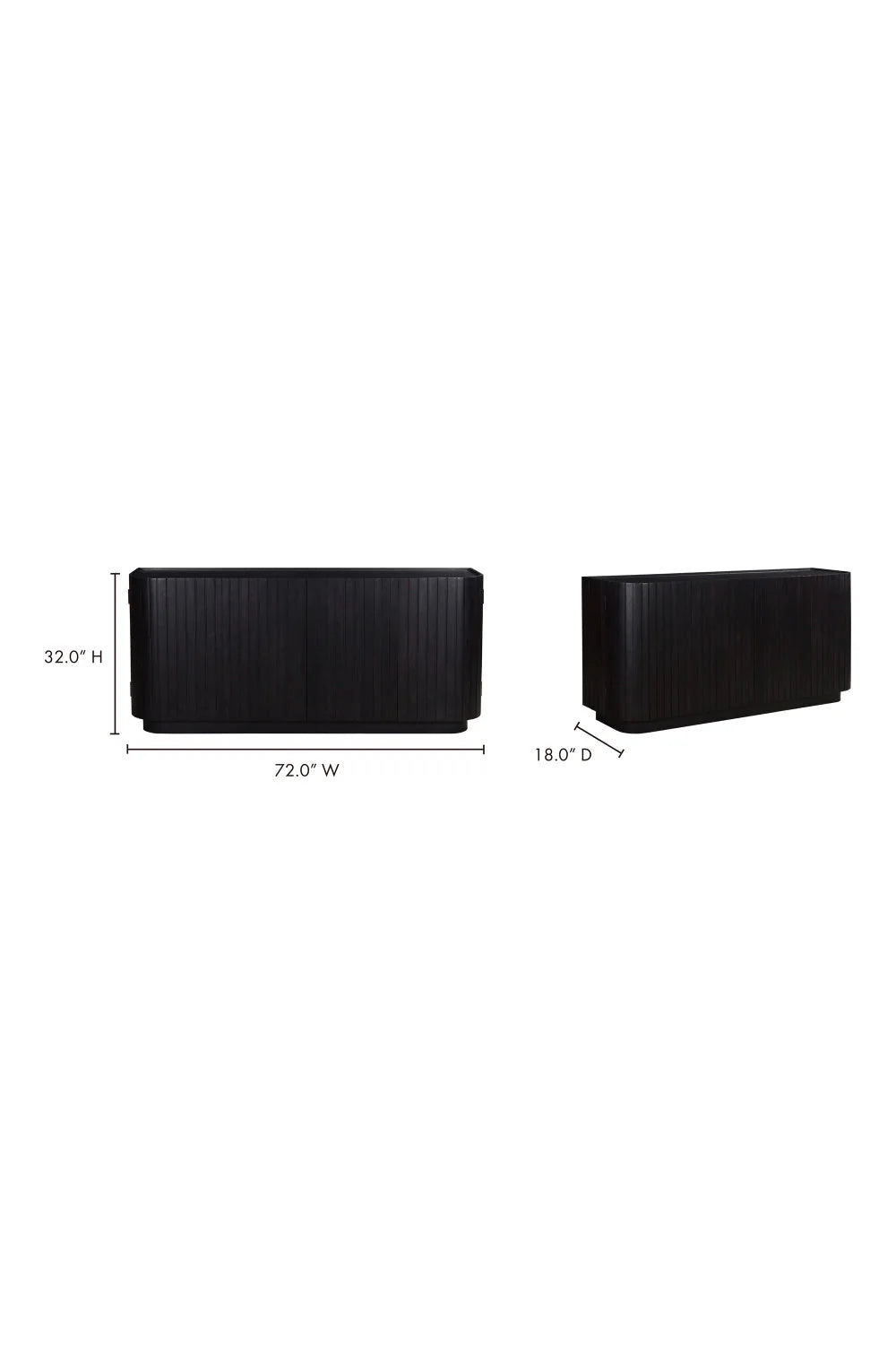 Luxury Black Acacia 4-Door Sideboard European Style for Villa
