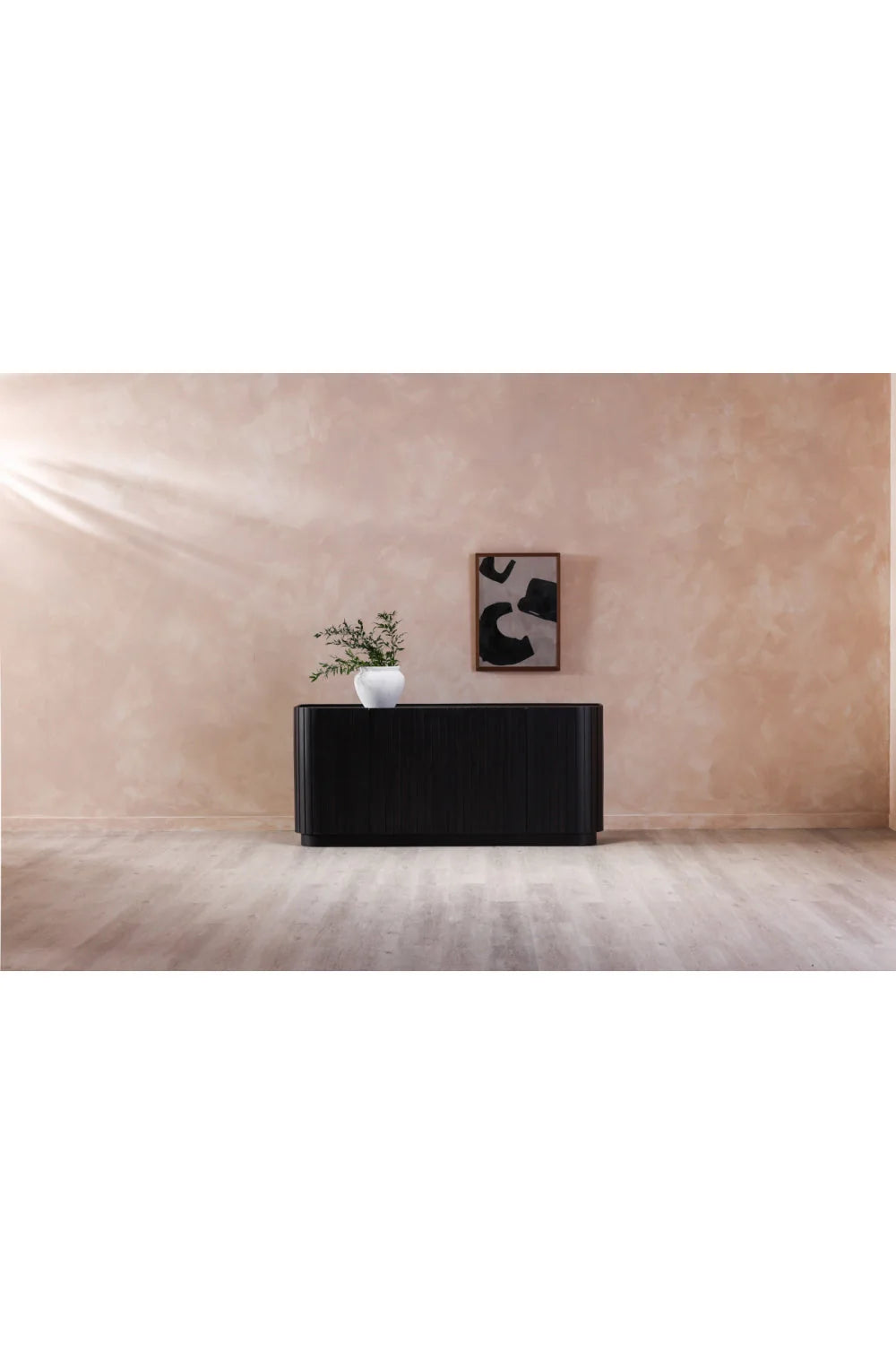 Luxury Black Acacia 4-Door Sideboard European Style for Villa
