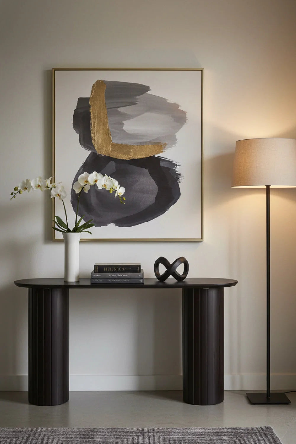 Luxury Black Acacia Console Table Modern Italian Style for Villa