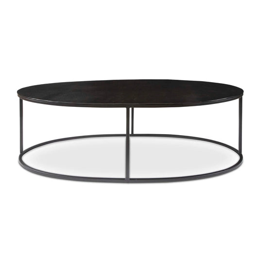 Luxury Black Aluminum Oval Coffee Table Modern Italian Style for Villa