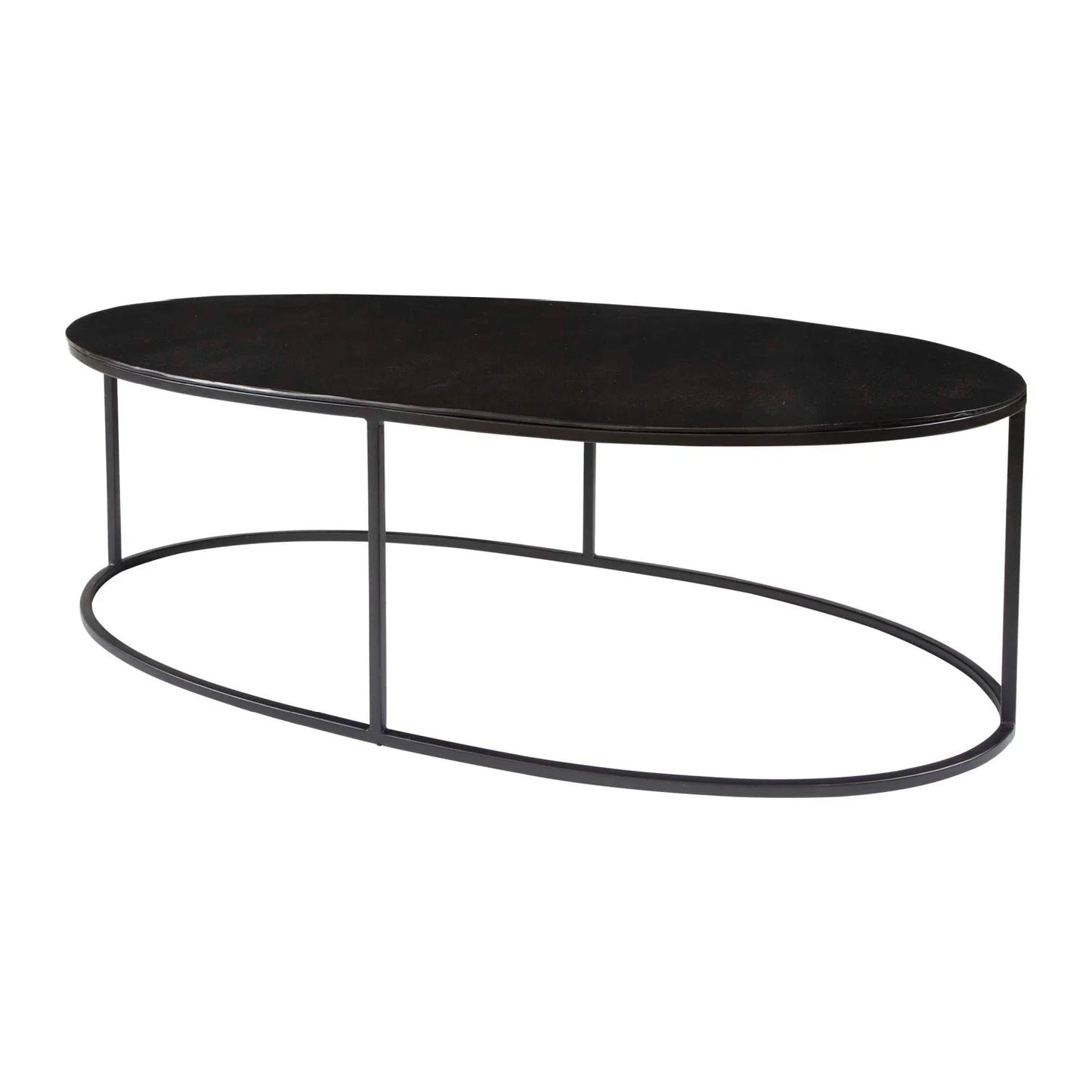 Luxury Black Aluminum Oval Coffee Table Modern Italian Style for Villa