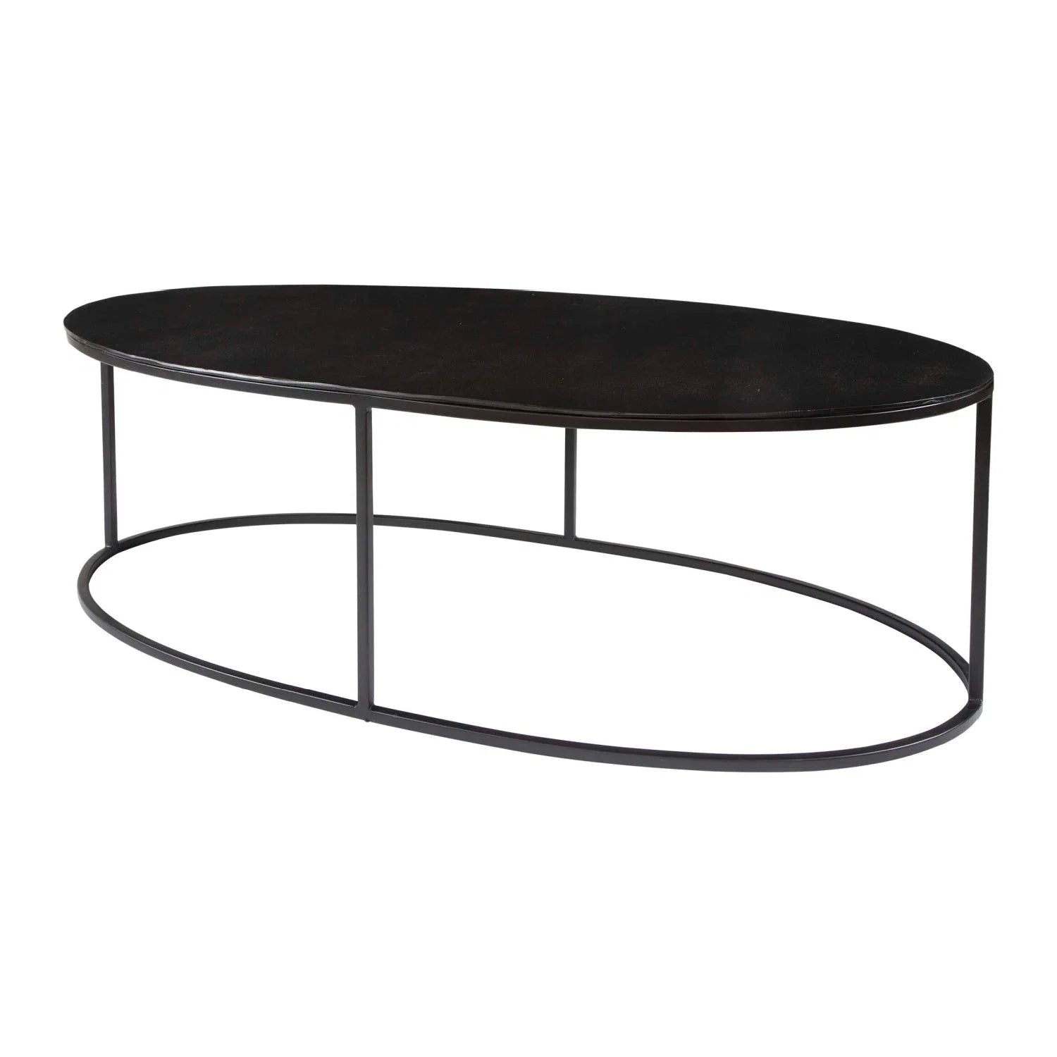 Luxury Black Aluminum Oval Coffee Table Modern Italian Style for Villa