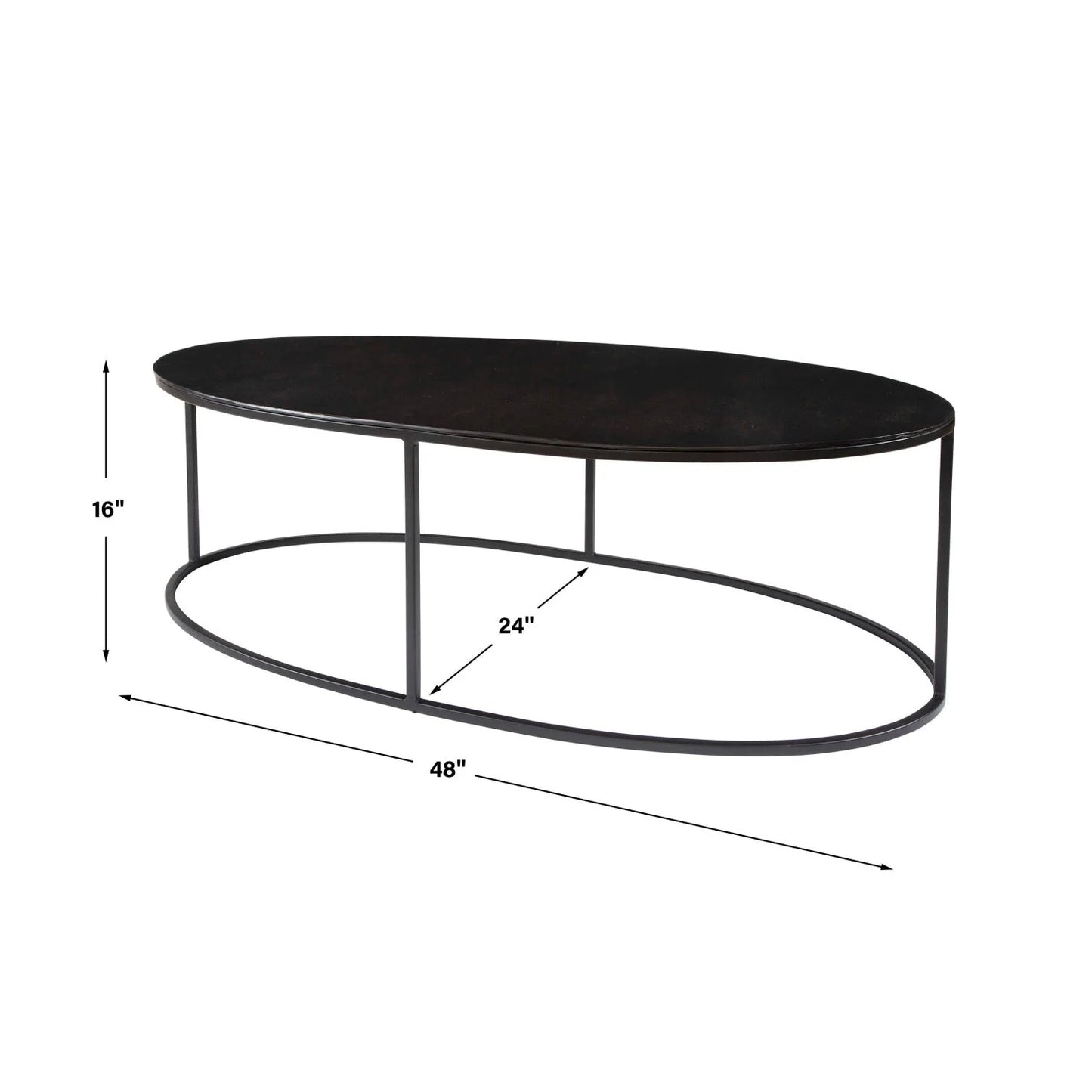 Luxury Black Aluminum Oval Coffee Table Modern Italian Style for Villa