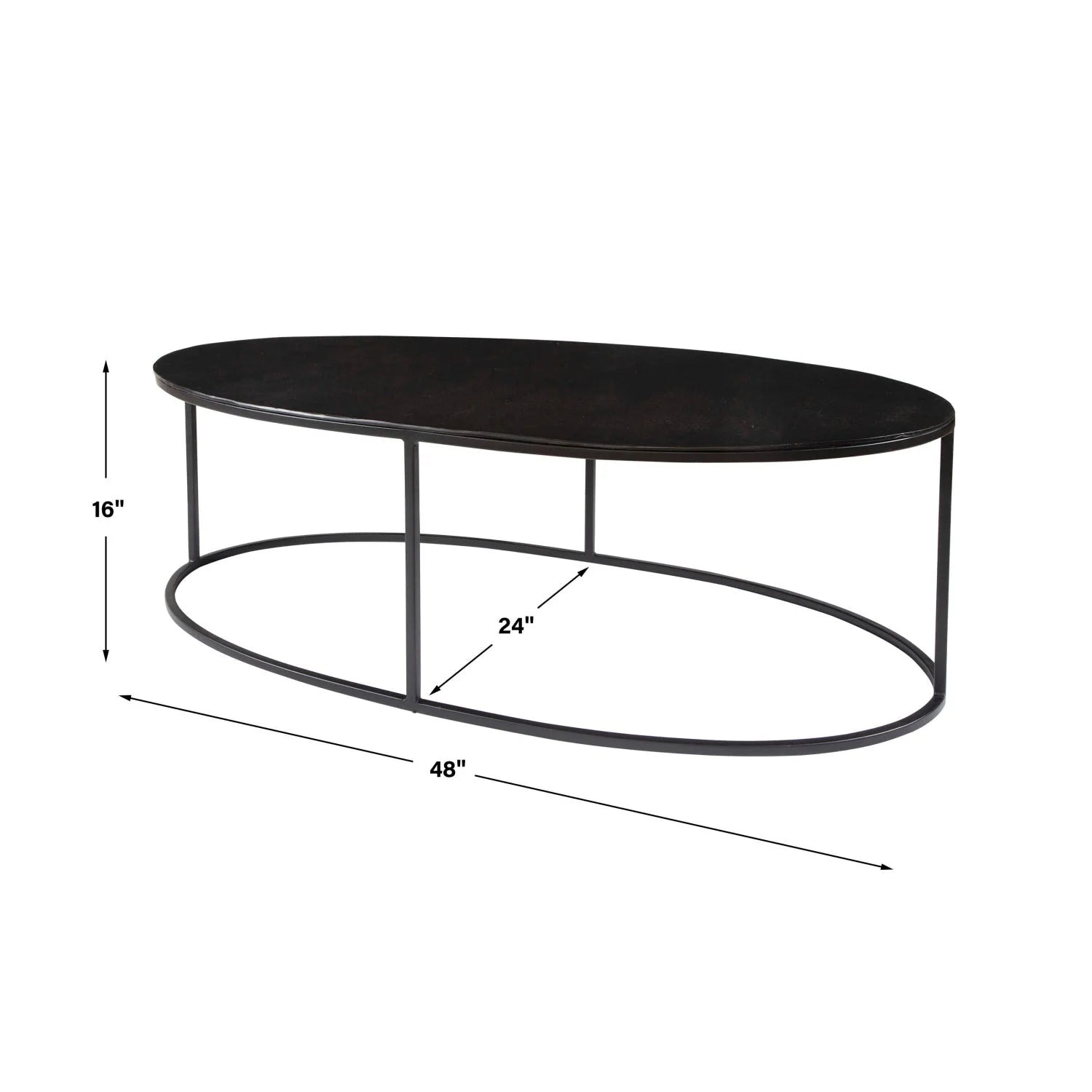 Luxury Black Aluminum Oval Coffee Table Modern Italian Style for Villa
