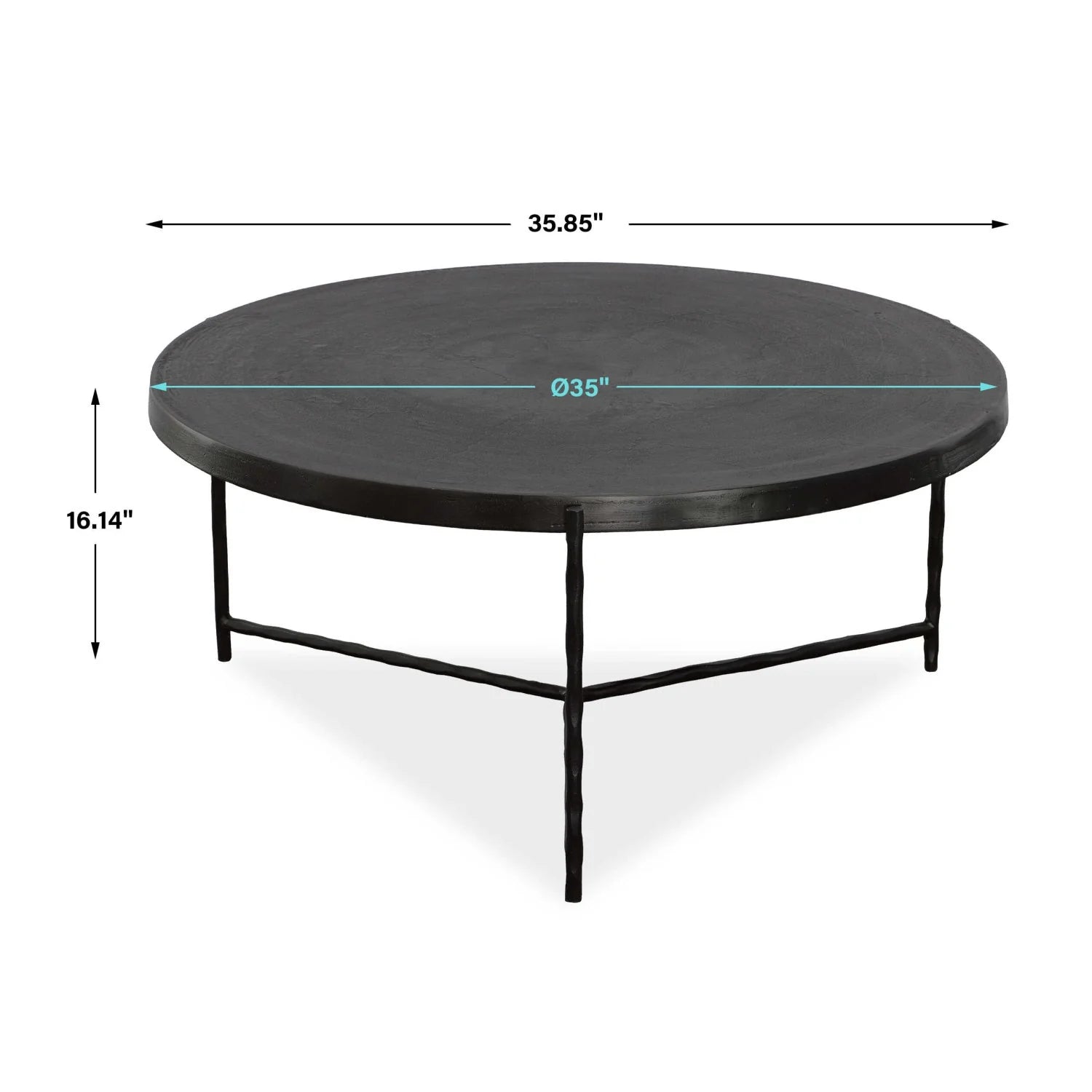 Luxury Black Aluminum Round Coffee Table Modern Italian Style for Villa