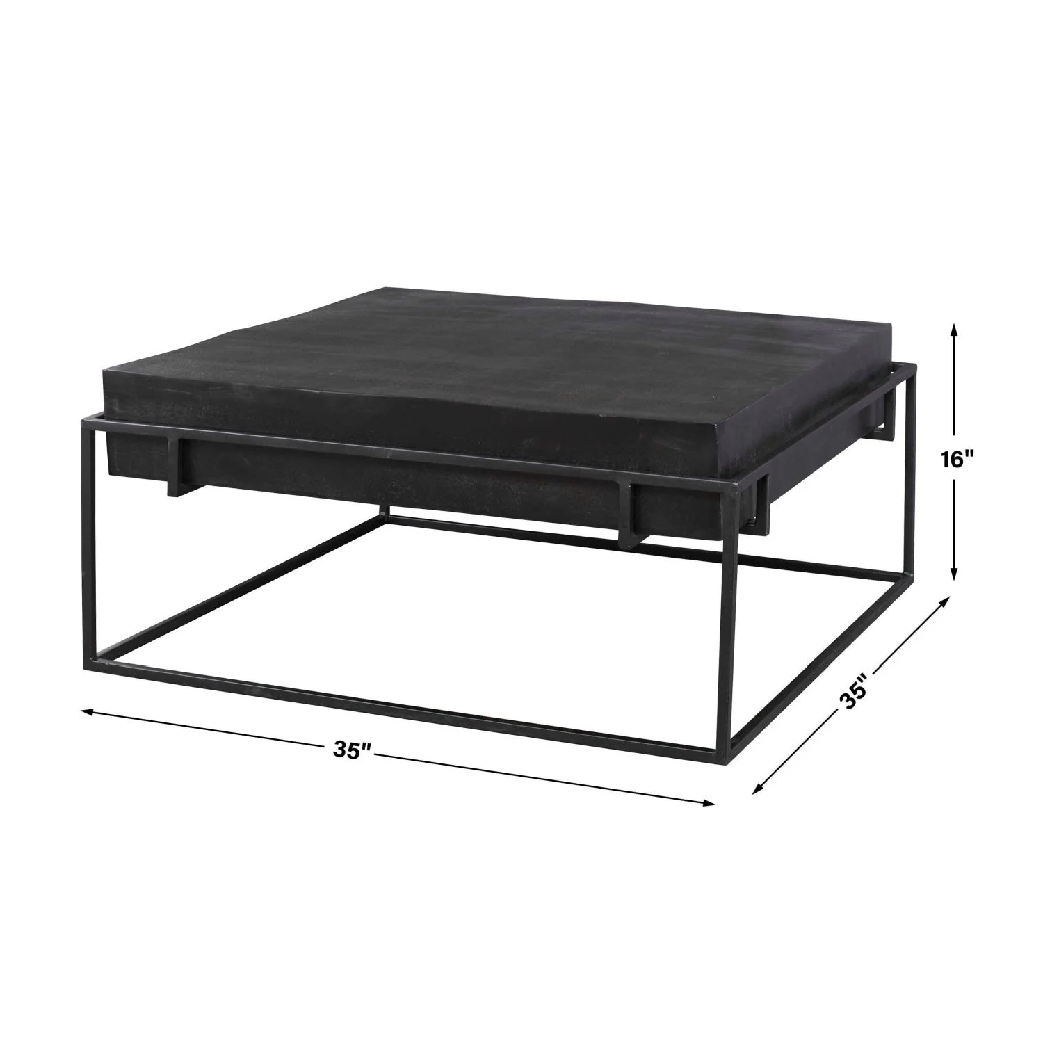 Luxury Black Aluminum Square Coffee Table Modern Italian Style for Villa