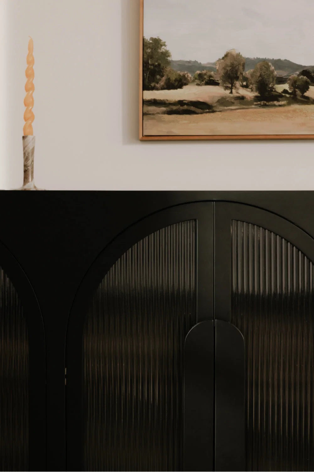 Luxury Black Arched 6-Door Sideboard European Style for Villa