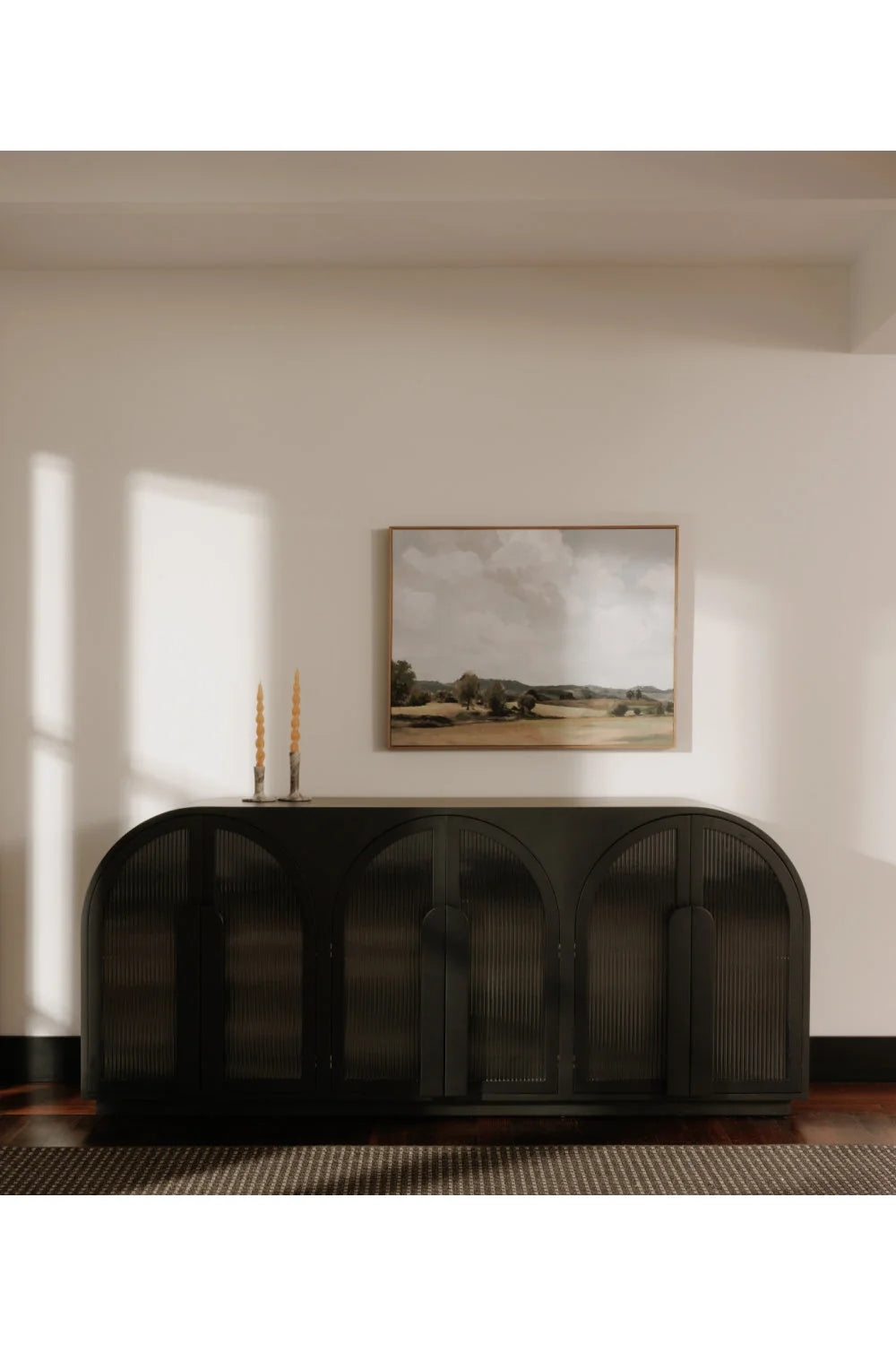 Luxury Black Arched 6-Door Sideboard European Style for Villa