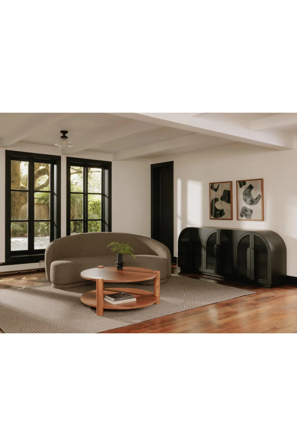 Luxury Black Arched 6-Door Sideboard European Style for Villa