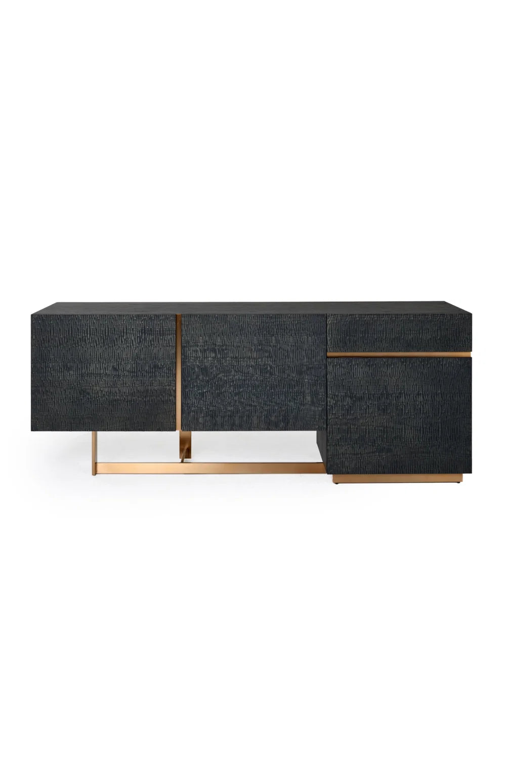 Luxury Black Ash 3-Door Sideboard European Style for Villa