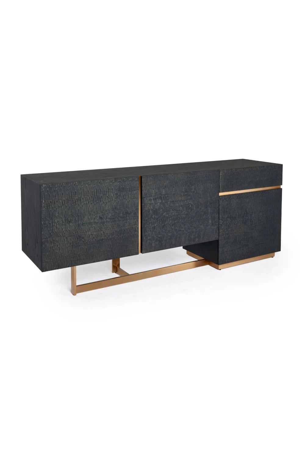 Luxury Black Ash 3-Door Sideboard European Style for Villa