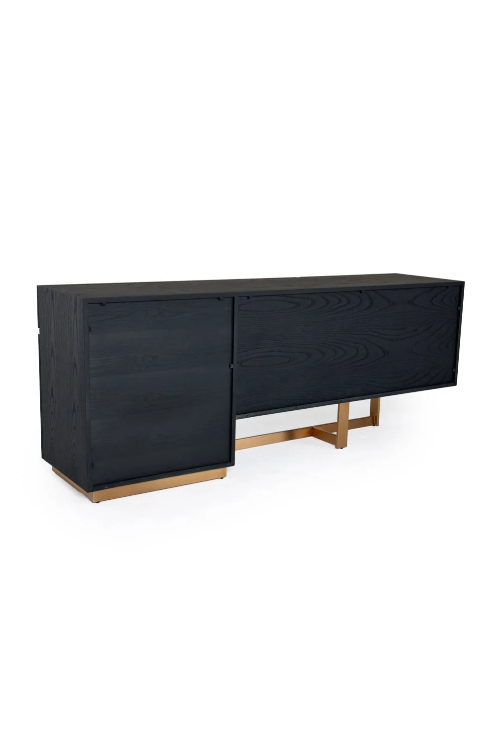 Luxury Black Ash 3-Door Sideboard European Style for Villa