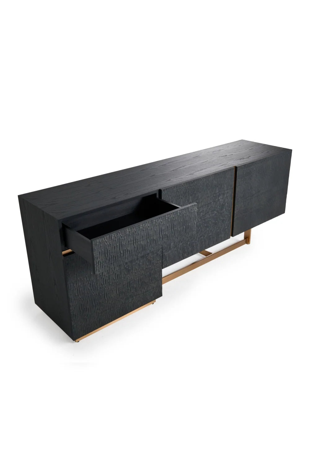 Luxury Black Ash 3-Door Sideboard European Style for Villa