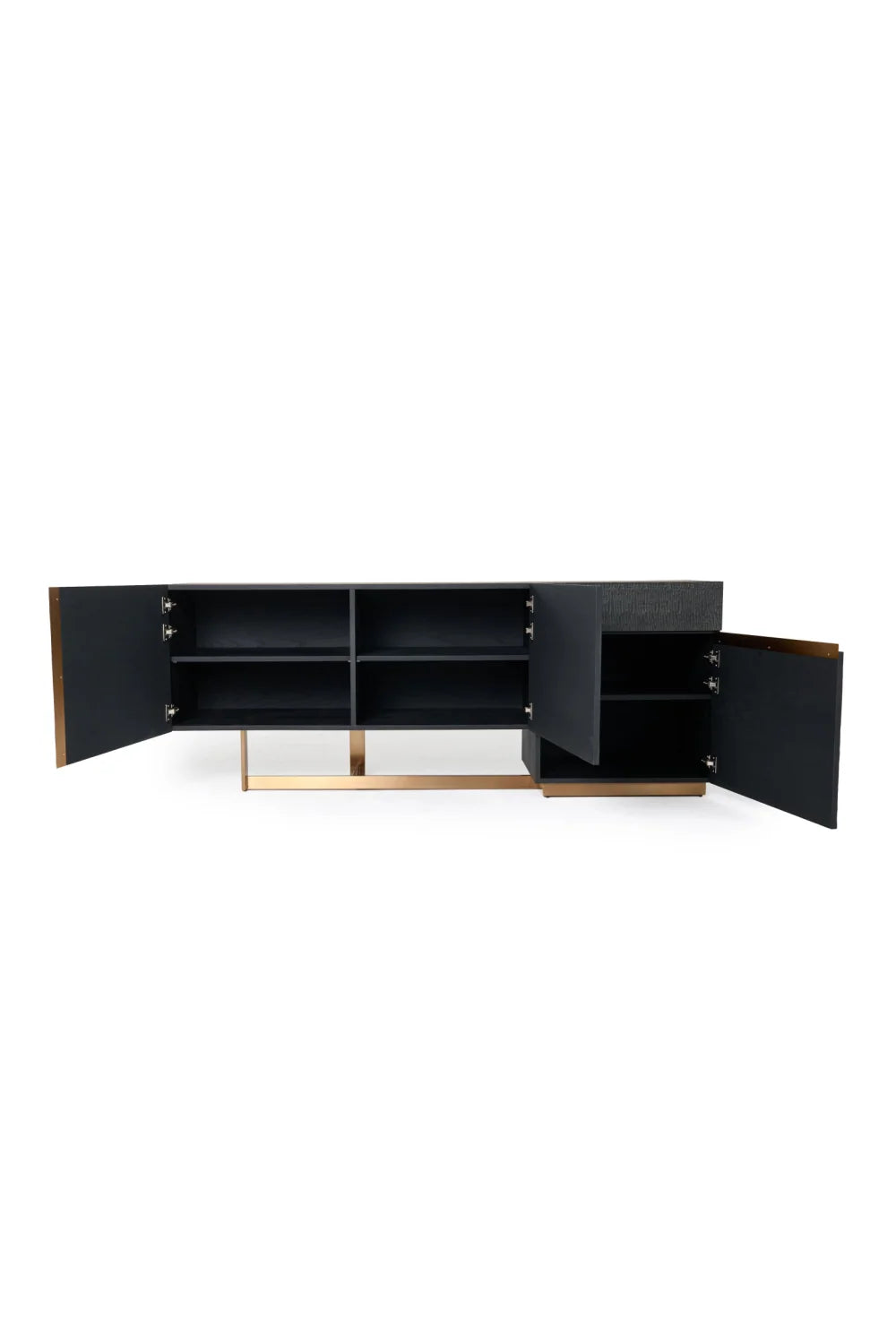 Luxury Black Ash 3-Door Sideboard European Style for Villa