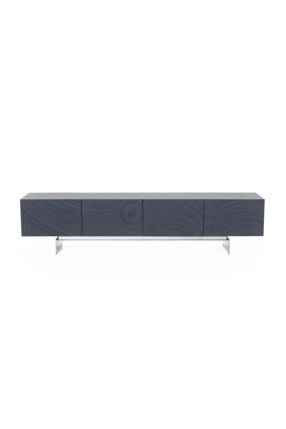 Luxury Black Ash 4-Door Media Unit Modern Italian Style for Villa