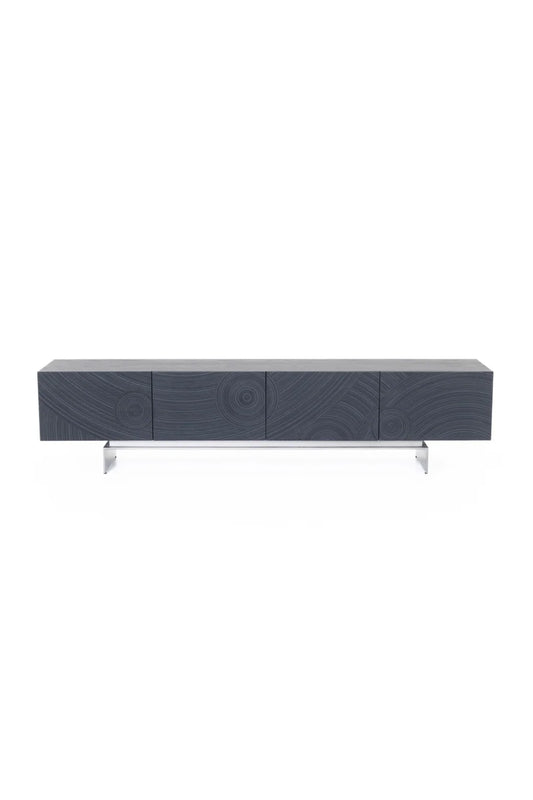 Luxury Black Ash 4-Door Media Unit Modern Italian Style for Villa