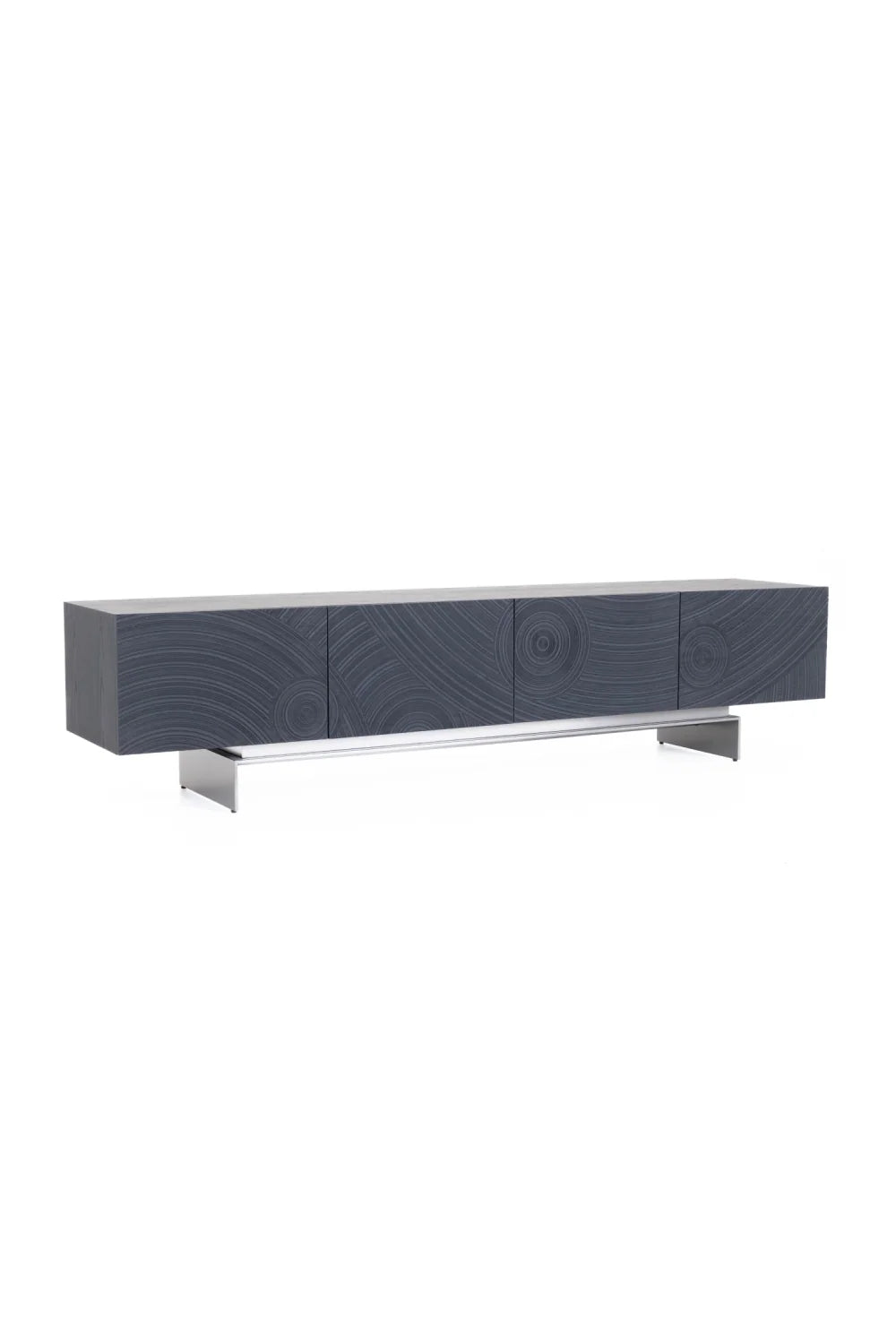 Luxury Black Ash 4-Door Media Unit Modern Italian Style for Villa