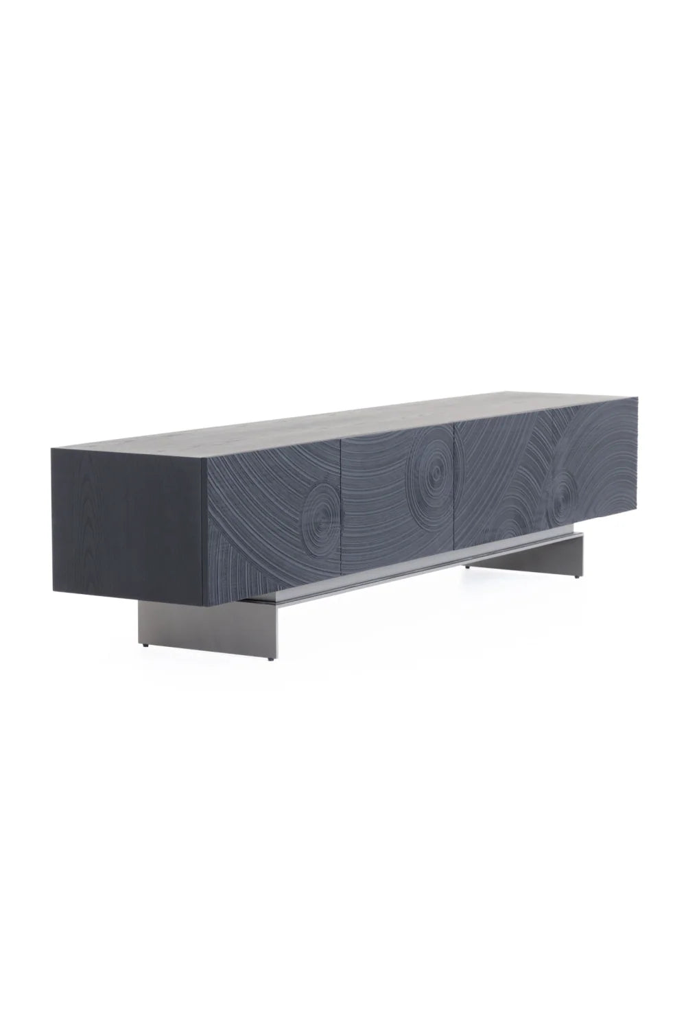 Luxury Black Ash 4-Door Media Unit Modern Italian Style for Villa