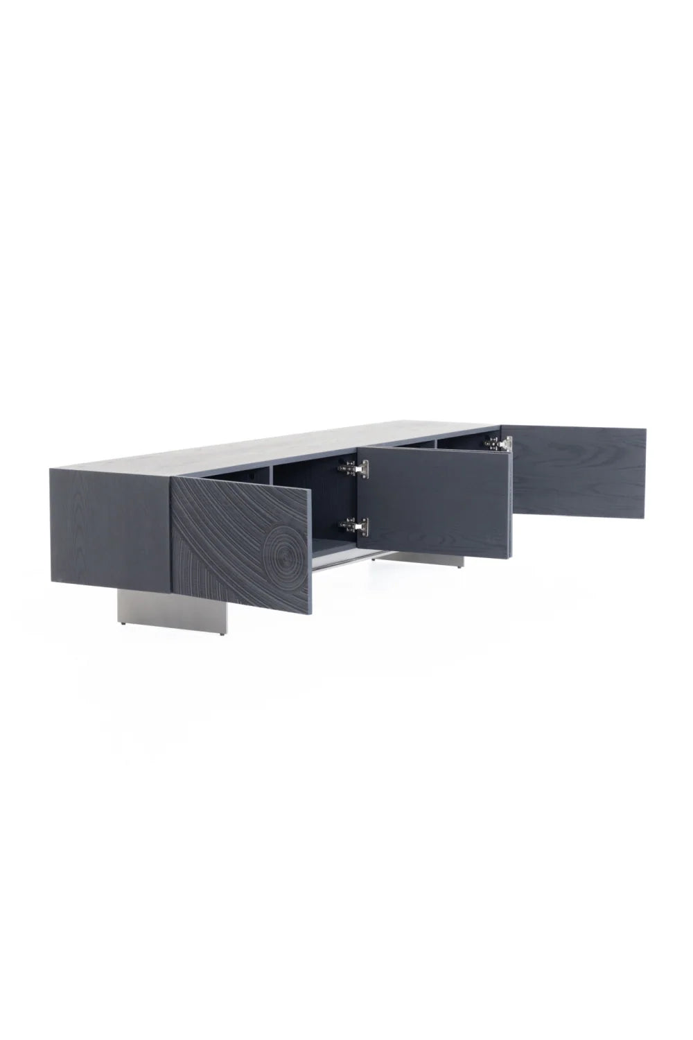 Luxury Black Ash 4-Door Media Unit Modern Italian Style for Villa