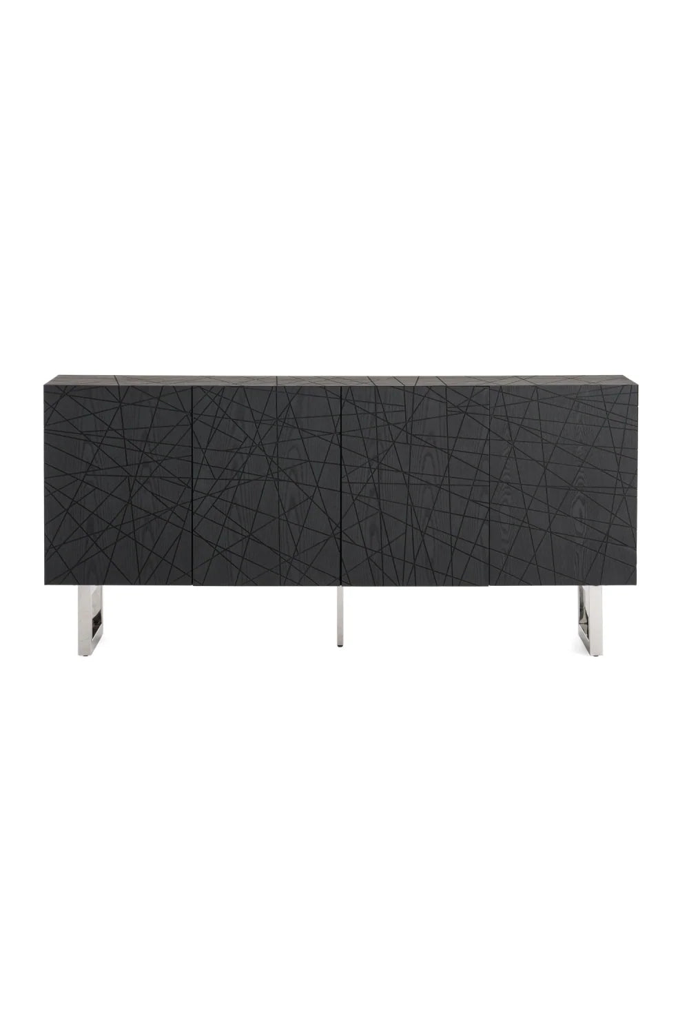 Luxury Black Ash 4-Door Sideboard European Style for Villa