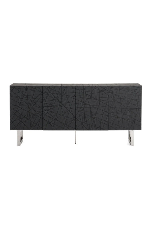 Luxury Black Ash 4-Door Sideboard European Style for Villa