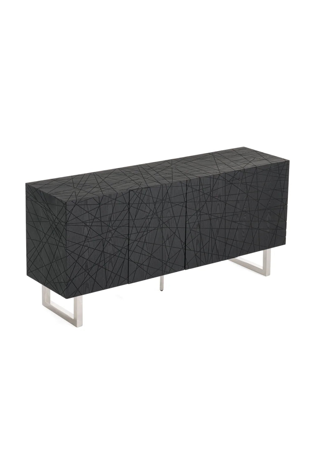 Luxury Black Ash 4-Door Sideboard European Style for Villa