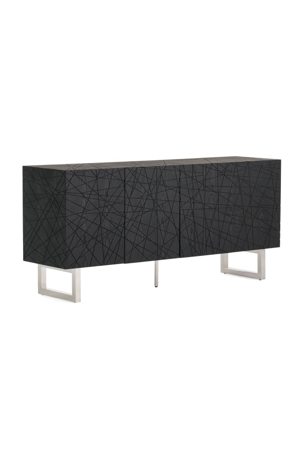 Luxury Black Ash 4-Door Sideboard European Style for Villa