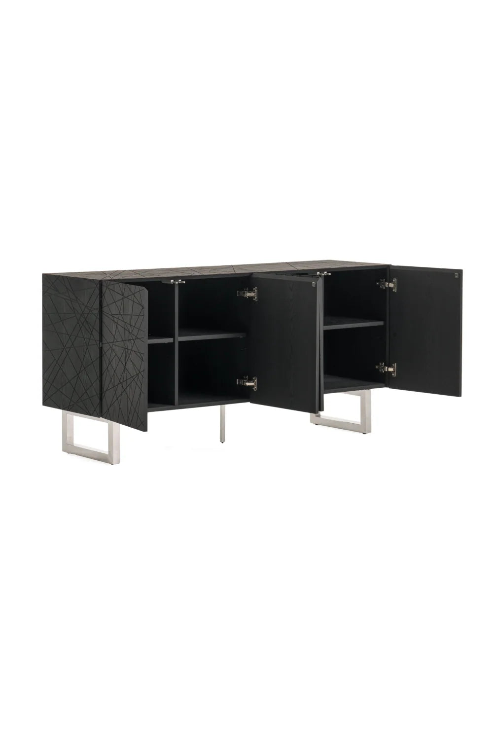 Luxury Black Ash 4-Door Sideboard European Style for Villa