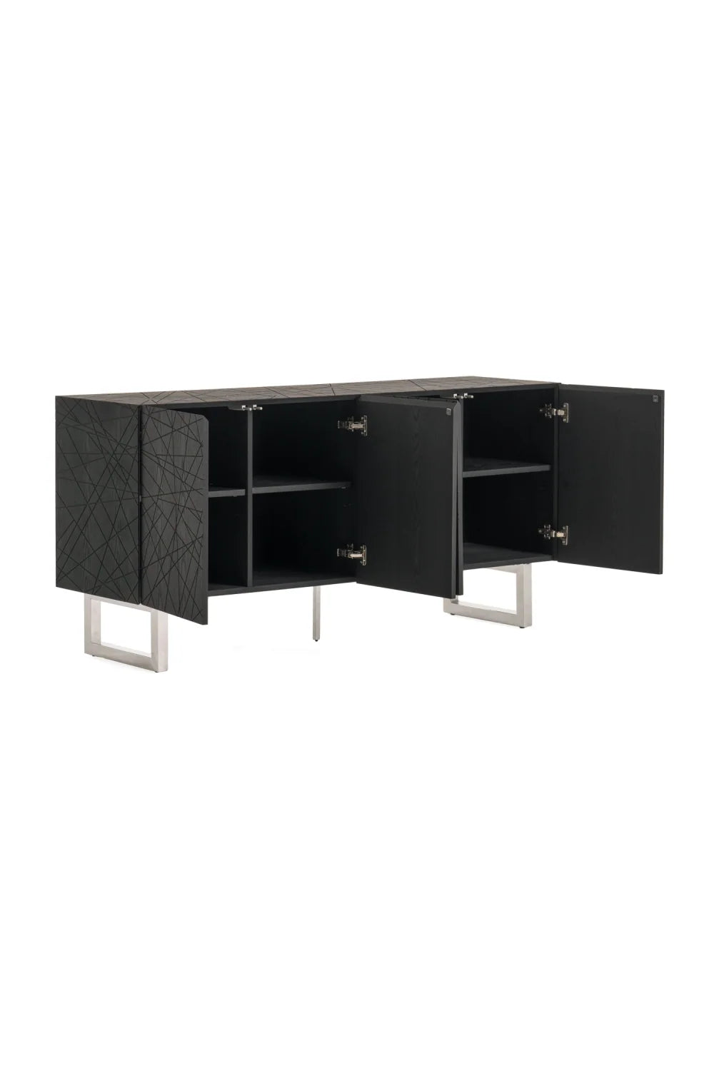 Luxury Black Ash 4-Door Sideboard European Style for Villa