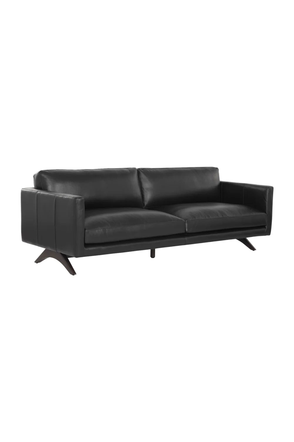 Luxury Black Bovine Leather Sofa Modern Italian Style for Villa