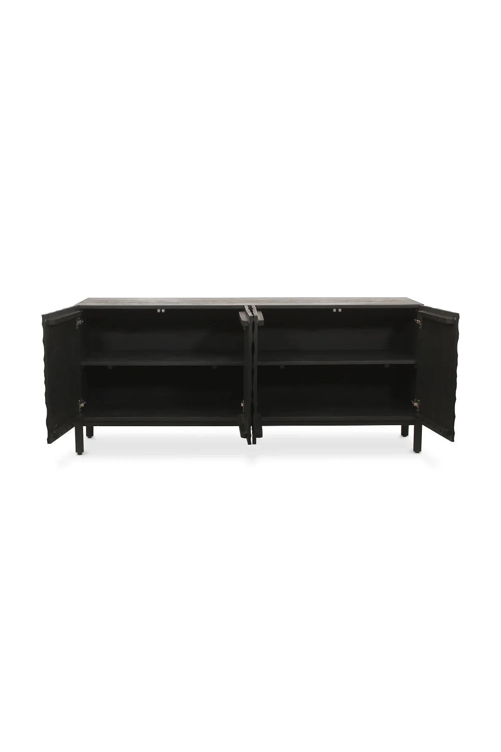 Luxury Black Chiseled Oak 4-Door Sideboard European Style for Villa