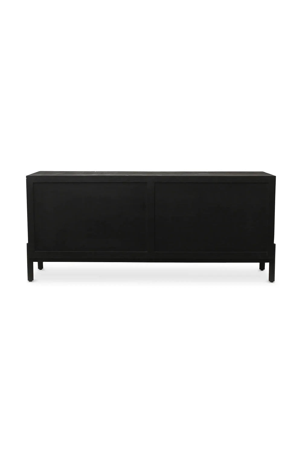 Luxury Black Chiseled Oak 4-Door Sideboard European Style for Villa