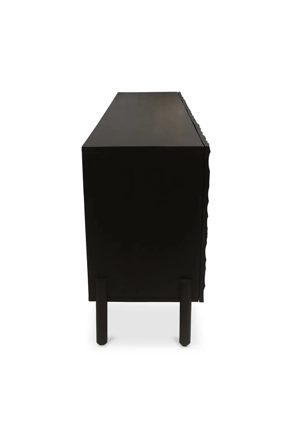 Luxury Black Chiseled Oak 4-Door Sideboard European Style for Villa